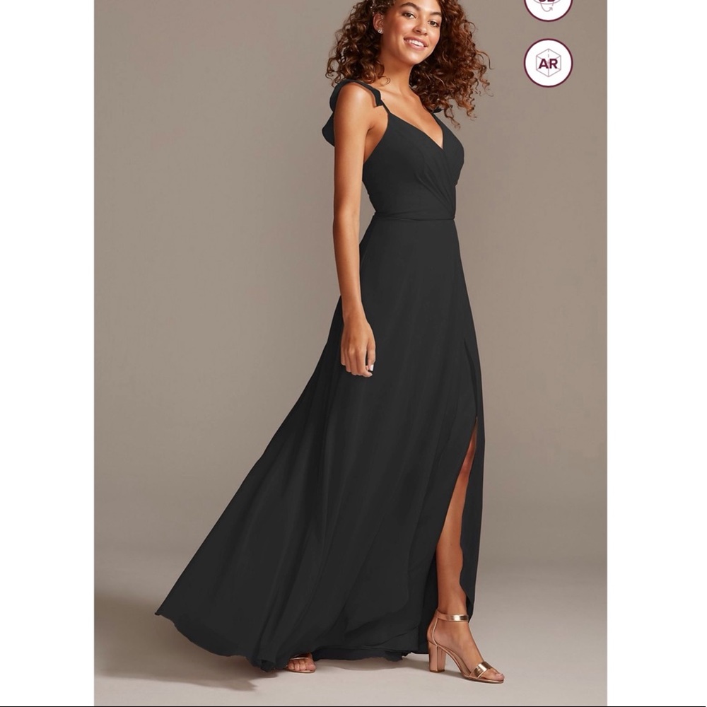 DAVIDS BRIDAL Ruffle Spaghetti Strap Chiffon